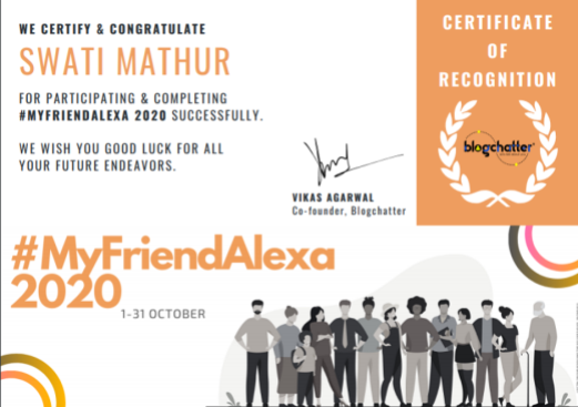 My Friend Alexa 2020 Certificate
